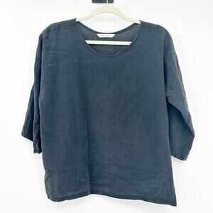 Dallas Daws Womens Minimalist Quiet Luxury 100% Silk Alyse Blouse Size‎ M Black